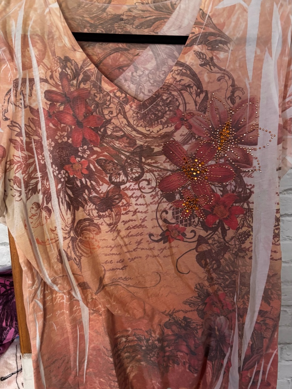 Westbound Floral Print Tunic in Peach and Coral Tones